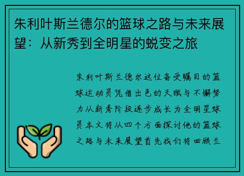 朱利叶斯兰德尔的篮球之路与未来展望：从新秀到全明星的蜕变之旅